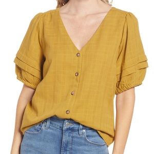 Madewell Mustard Button-Up Blouse